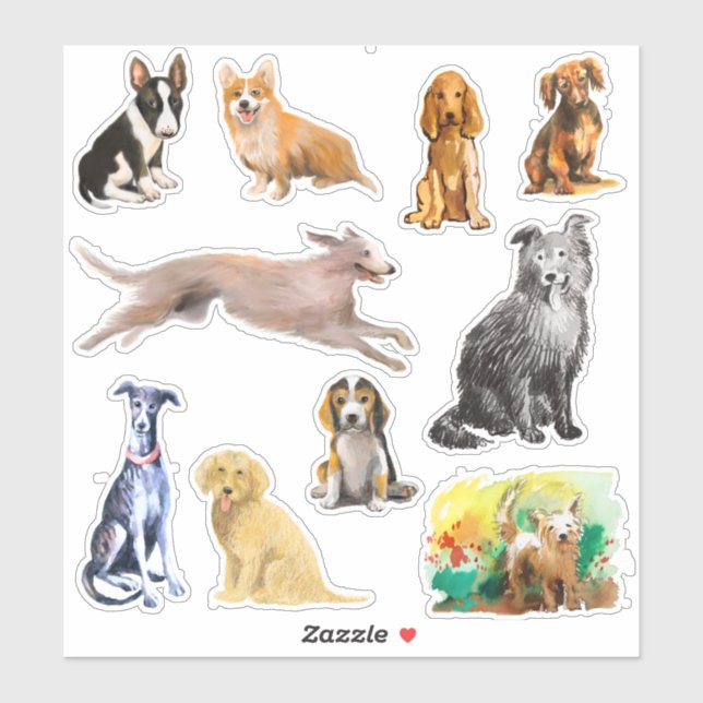 Dogs, whippet, beagle puppy, cocker spaniel (Sheet)