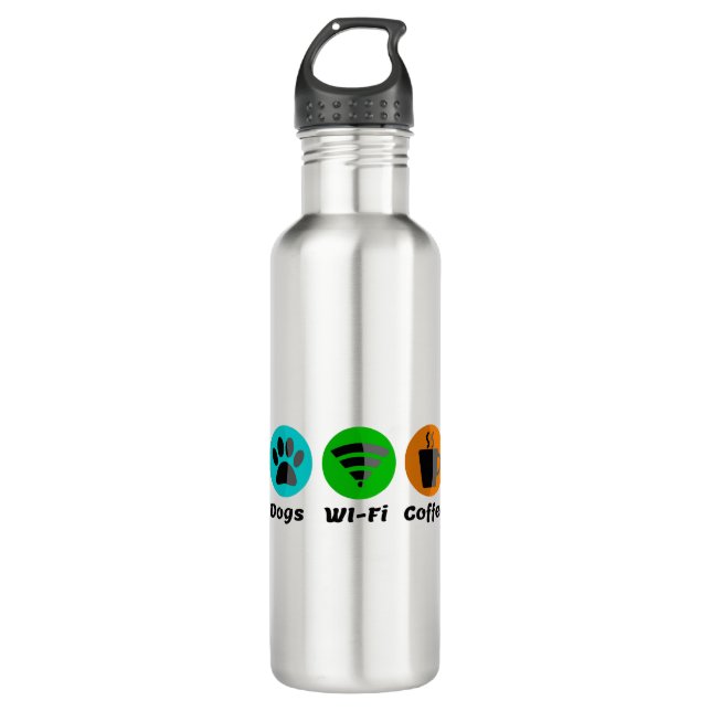 Dogs Wi-Fi And Coffee 710 Ml Water Bottle (Front)