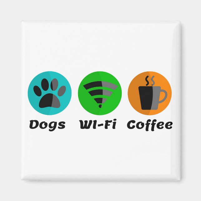 Dogs Wi-Fi And Coffee Magnet (Front)