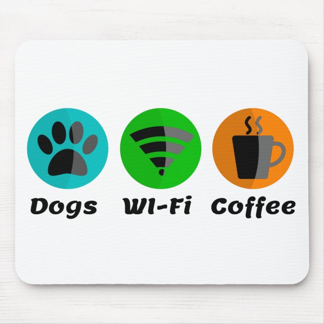 Dogs Wi-Fi And Coffee Mouse Pad (Front)