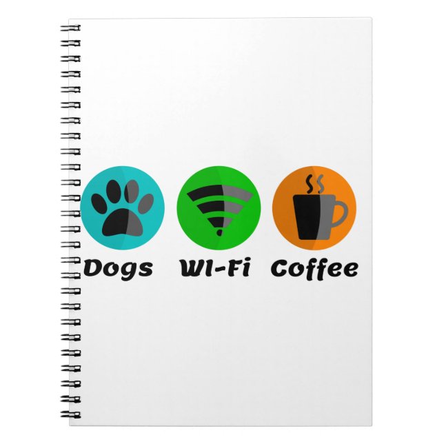 Dogs Wi-Fi And Coffee Notebook (Front)