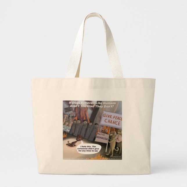 Dogs Will Be Humans Funny Large Tote Bag (Front)