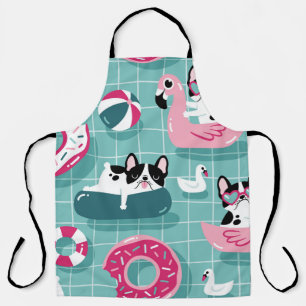 Dogs with pool floats, vintage pattern. apron
