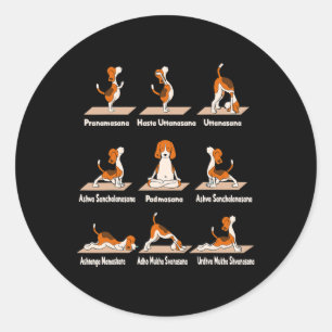 Dogs Yoga - Exercises Poses Lance Meditative Fun Classic Round Sticker
