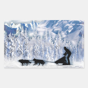 Dogsledding Rectangular Sticker