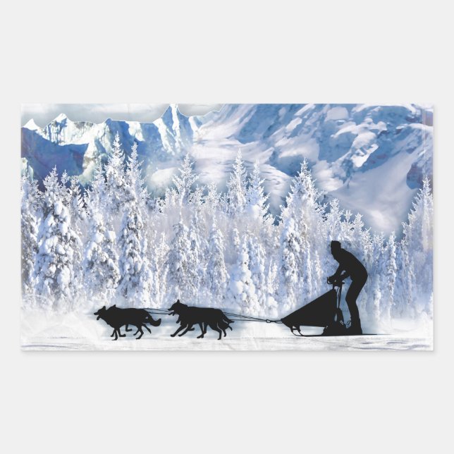Dogsledding Rectangular Sticker (Front)