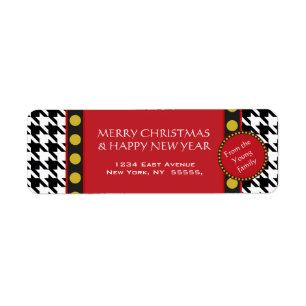 Dogtooth, Houndstooth Christmas range Return Address Label
