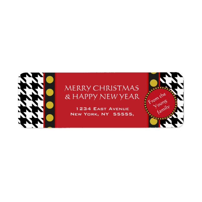 Dogtooth, Houndstooth Christmas range Return Address Label (Front)