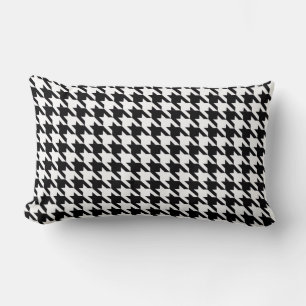 Dogtooth, Houndstooth pattern in Black&White Lumbar Cushion