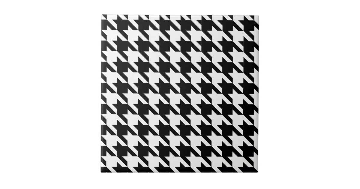 Dogtooth, Houndstooth pattern in Black&White Tile | Zazzle