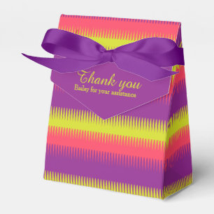 Dogtooth lines purple pink lime thank you gift box