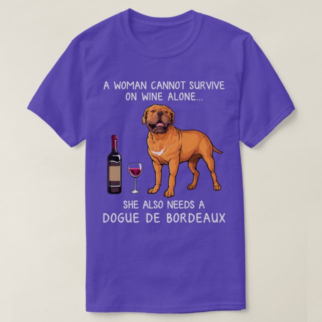 Dogue Bordeaux and wine Funny dog  T-Shirt (Design Front)