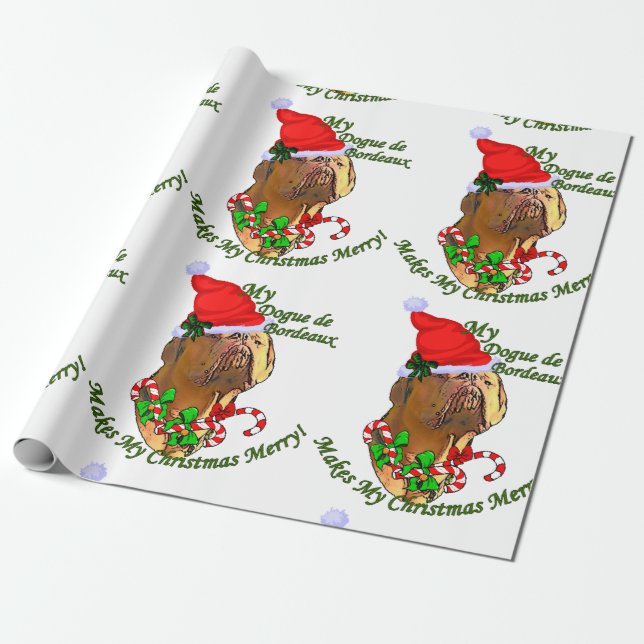 Dogue de Bordeaux Christmas Wrapping Paper (Unrolled)