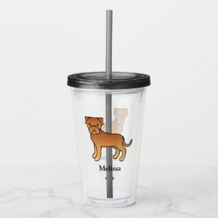 Dogue De Bordeaux Cute Cartoon Dog & Name Acrylic Tumbler