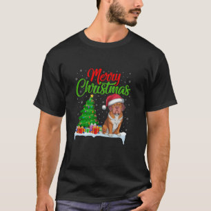 Dogue De Bordeaux Dog Christmas Tree Lights Xmas D T-Shirt
