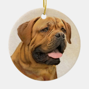Dogue de Bordeaux Painting - Cute Original Dog Art Ceramic Ornament