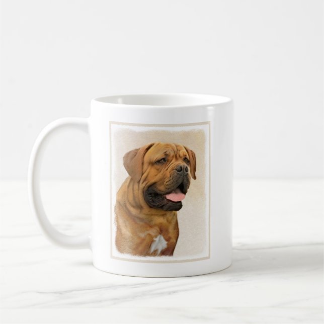 Dogue de Bordeaux Painting - Cute Original Dog Art Coffee Mug (Left)