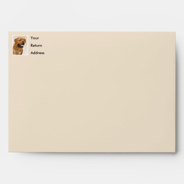 Dogue de Bordeaux Painting - Cute Original Dog Art Envelope (Front)