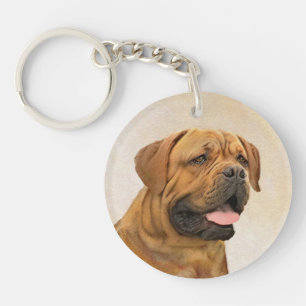 Dogue de Bordeaux Painting - Cute Original Dog Art Key Ring
