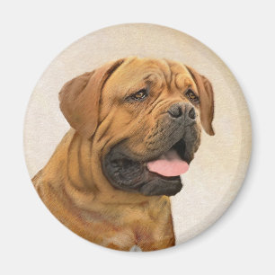 Dogue de Bordeaux Painting - Cute Original Dog Art Magnet