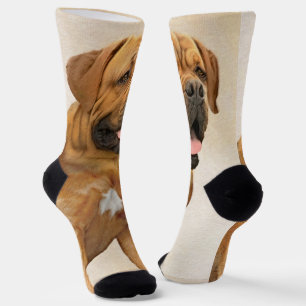 Dogue de Bordeaux Painting - Cute Original Dog Art Socks