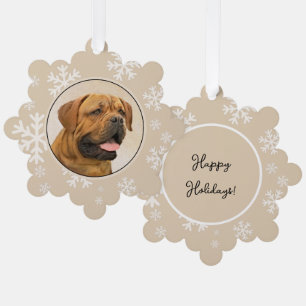 Dogue de Bordeaux Painting - Cute Original Dog Art Tree Decoration Card