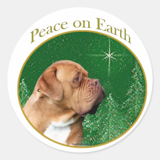 Dogue de Bordeaux Peace Classic Round Sticker (Front)