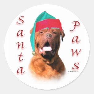 Dogue de Bordeaux Santa Paws Classic Round Sticker