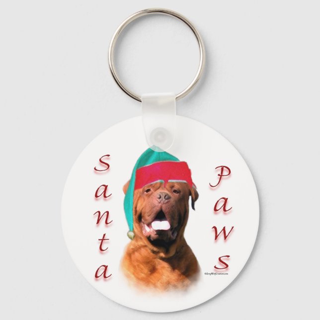 Dogue de Bordeaux Santa Paws Key Ring (Front)