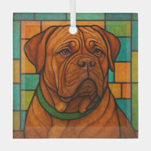 Dogue de Bordeaux "Stained Glass"  Glass Tree Decoration