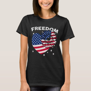 Dogue De Bordeaux Sunflower Heart American Flag Fr T-Shirt