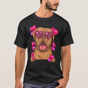Dogue De Bordeaux Valentines Day Heart Glasses Fun T-Shirt
