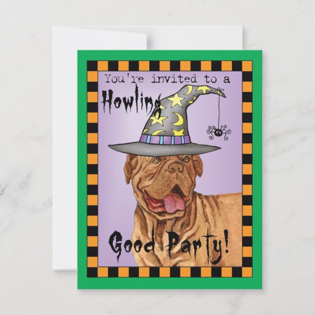 Dogue de Bordeaux Witch Invitation (Front)