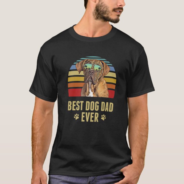 Dogues De Bordeaux Best Dog Dad Ever Retro Sunset T-Shirt (Front)