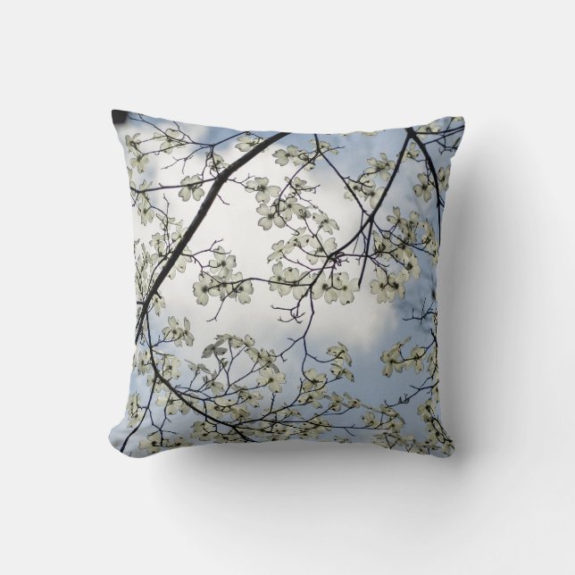 Dogwood Blossoms and Blue Sky Cushion (Front)