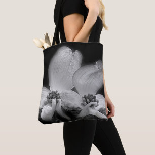 Dogwood Blossoms In Black And White Tote Bag
