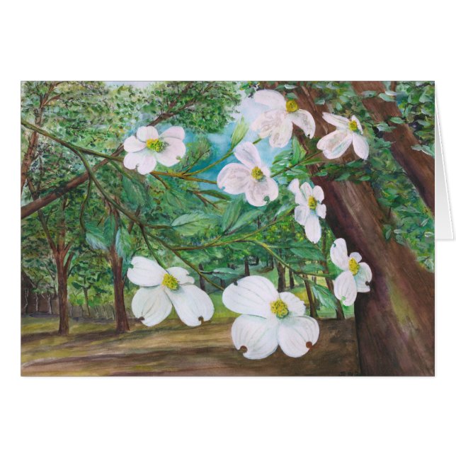 Dogwood Canopy Watercolor and Acrylic Painting (Front Horizontal)