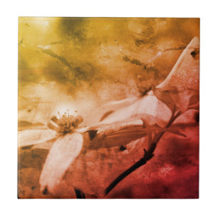 Dogwood Flower Black And White Vintage Ceramic Tile