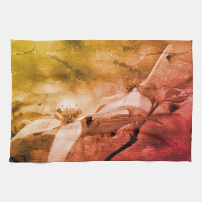 Dogwood Flower Black And White Vintage   Tea Towel (Horizontal)