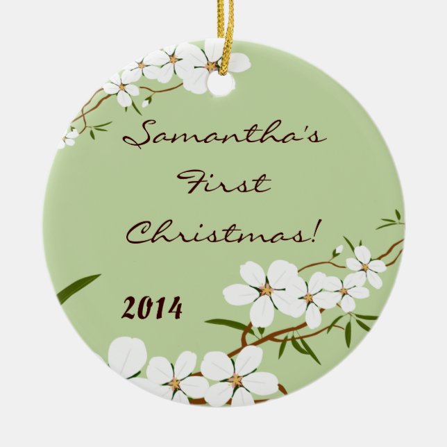 Dogwood Flower Floral Personalised Name Ornament (Front)