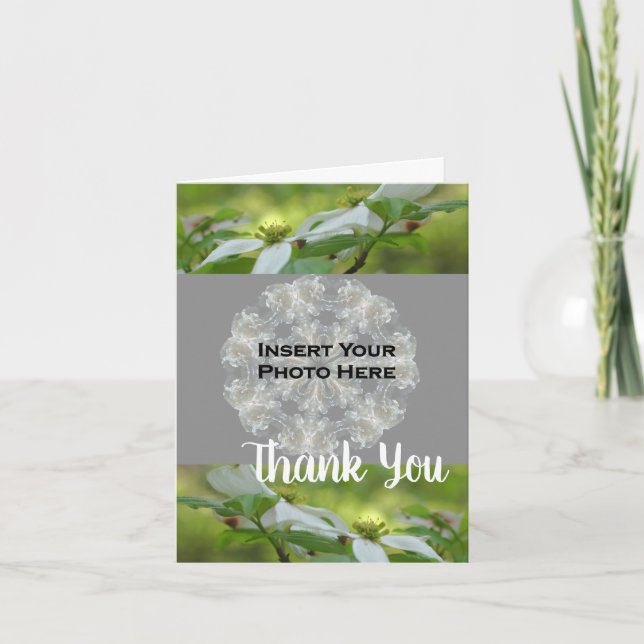 Dogwood Flower Personalised Wedding Photo  Thank You Card (Front)