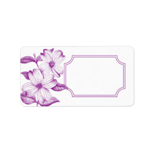 Dogwood Flowers Address Label in Plum - No Text