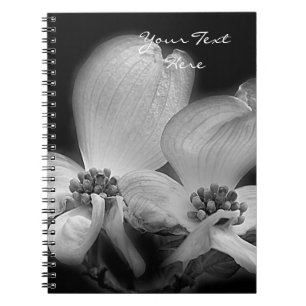 Dogwood Flowers In Black And White Notebook