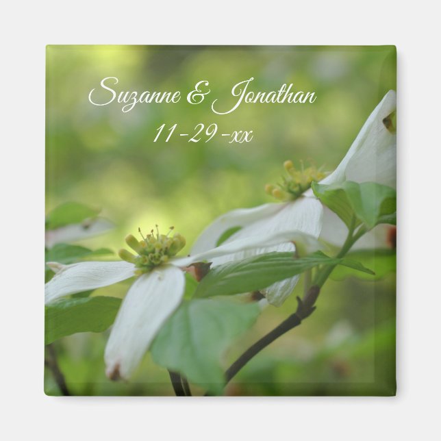Dogwood Flowers Personalised Wedding Magnet (Front)
