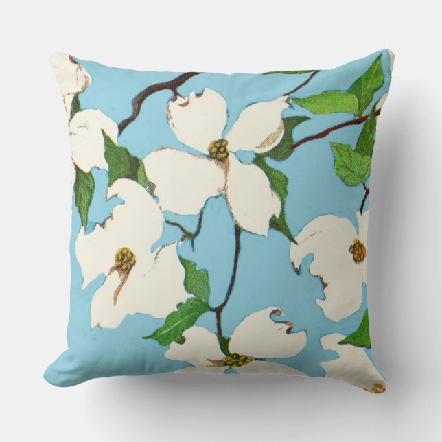 dogwood flowers print cushion (Front)