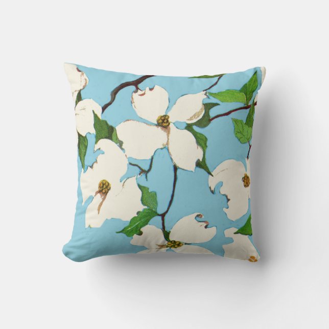dogwood flowers print cushion (Front)