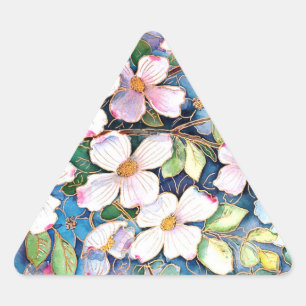 Dogwood IV Watercolor Triangle Sticker