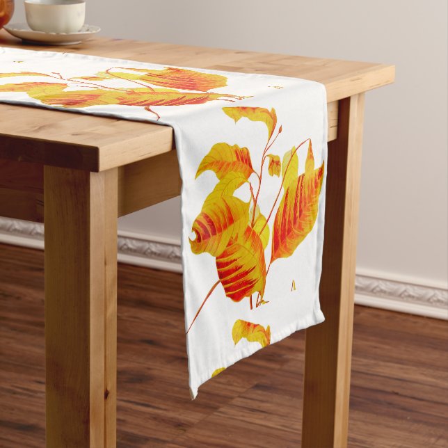 Dogwood Leaves on a Table Runner (In Situ)