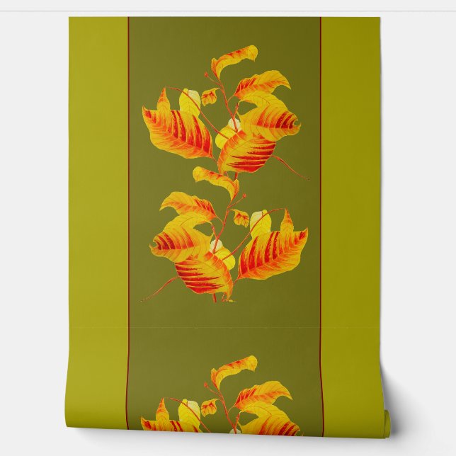 Dogwood Leaves on a Wallpaper (Unrolling)