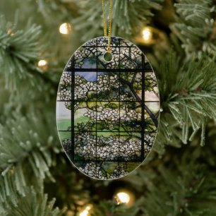 Dogwood Stained Glass Window Ceramic Ornament